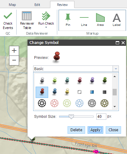 Adding a point using the markup tools