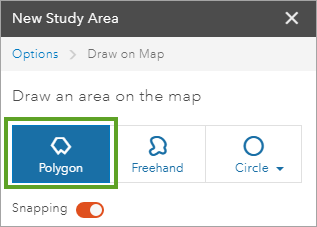 New Study Area dialog box