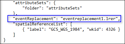 The eventReplacement section of config.json is shown. The eventReplacement section of config.json is shown.